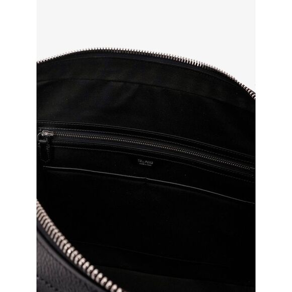 Tom Ford Men Hammered Leather Working Bag With Logo On The Front - Picture 4 of 5